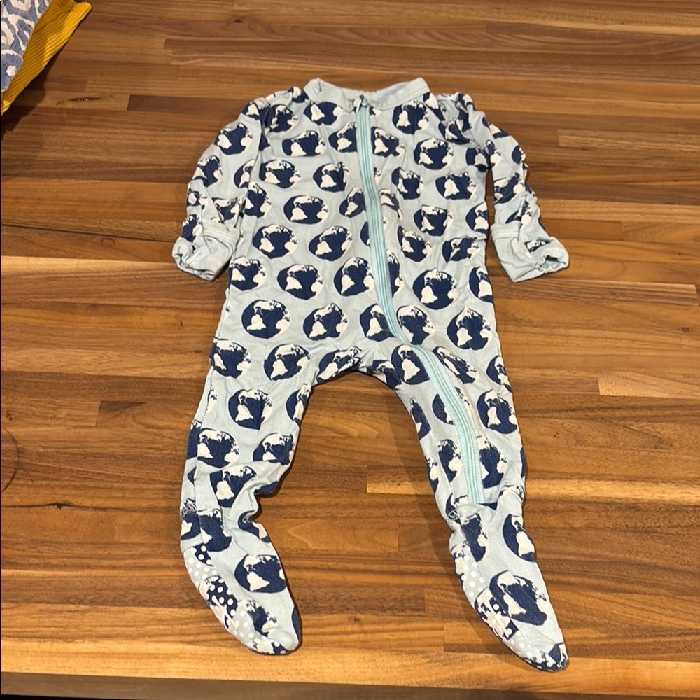 Earth print kickee pants onesie